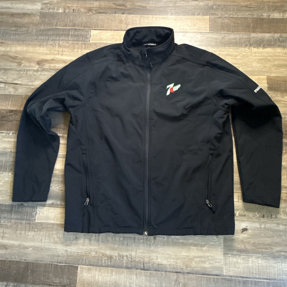 Port Authority 7 Up J317 Core Soft Shell Jacket Black Sz XL Logo Novelty